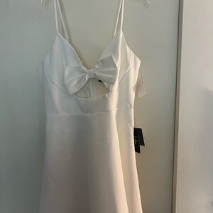 Lulu’s White Dress with Bow Detail